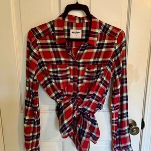 Abercrombie & Fitch Red Plaid Flannel Button Down Shirt Size L